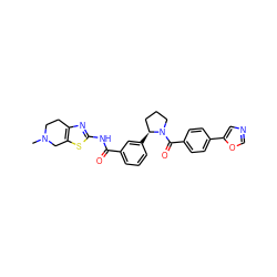 CN1CCc2nc(NC(=O)c3cccc([C@H]4CCCN4C(=O)c4ccc(-c5cnco5)cc4)c3)sc2C1 ZINC000200007193
