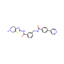 CN1CCc2nc(NC(=O)c3cccc(CNC(=O)c4ccc(-c5ccncc5)cc4)c3)sc2C1 ZINC000167956707