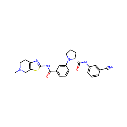 CN1CCc2nc(NC(=O)c3cccc(N4CCC[C@@H]4C(=O)Nc4cccc(C#N)c4)c3)sc2C1 ZINC000200023541