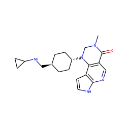 CN1CN([C@H]2CC[C@H](CNC3CC3)CC2)c2c(cnc3[nH]ccc23)C1=O ZINC001772657148