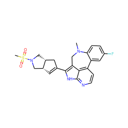 CN1Cc2c(C3=C[C@@H]4CN(S(C)(=O)=O)C[C@@H]4C3)[nH]c3nccc(c23)-c2cc(F)ccc21 ZINC001772599284