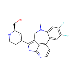 CN1Cc2c(C3=C[C@H](CO)NCC3)[nH]c3nccc(c23)-c2cc(F)c(F)cc21 ZINC001772650262