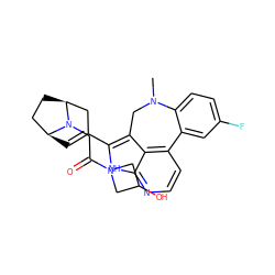 CN1Cc2c(C3=C[C@H]4CC[C@@H](C3)N4CC(=O)N3CC(O)C3)[nH]c3nccc(c23)-c2cc(F)ccc21 ZINC001772580032