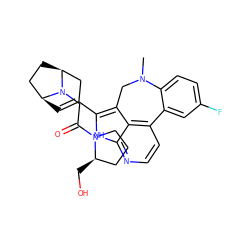 CN1Cc2c(C3=C[C@H]4CC[C@@H](C3)N4CC(=O)N3CCC[C@H]3CO)[nH]c3nccc(c23)-c2cc(F)ccc21 ZINC001772583123