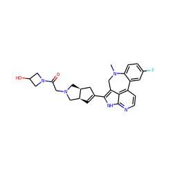 CN1Cc2c(C3=C[C@H]4CN(CC(=O)N5CC(O)C5)C[C@H]4C3)[nH]c3nccc(c23)-c2cc(F)ccc21 ZINC001772623107