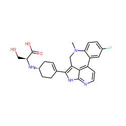 CN1Cc2c(C3=CC[C@@H](N[C@@H](CO)C(=O)O)CC3)[nH]c3nccc(c23)-c2cc(F)ccc21 ZINC001772587079