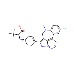 CN1Cc2c(C3=CC[C@H](N[C@H](C(=O)O)C(C)(C)C)CC3)[nH]c3nccc(c23)-c2cc(F)ccc21 ZINC001772653145