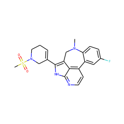 CN1Cc2c(C3=CCCN(S(C)(=O)=O)C3)[nH]c3nccc(c23)-c2cc(F)ccc21 ZINC001772625719