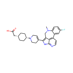 CN1Cc2c(C3=CCN([C@H]4CC[C@@H](CC(=O)O)CC4)CC3)[nH]c3nccc(c23)-c2cc(F)ccc21 ZINC001772608080