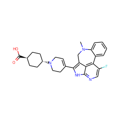 CN1Cc2c(C3=CCN([C@H]4CC[C@H](C(=O)O)CC4)CC3)[nH]c3ncc(F)c(c23)-c2ccccc21 ZINC001772602330