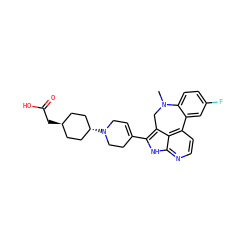 CN1Cc2c(C3=CCN([C@H]4CC[C@H](CC(=O)O)CC4)CC3)[nH]c3nccc(c23)-c2cc(F)ccc21 ZINC001772616866