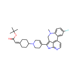 CN1Cc2c(C3=CCN(C4CCC(=CC(=O)OC(C)(C)C)CC4)CC3)[nH]c3nccc(c23)-c2cc(F)ccc21 ZINC001772604590