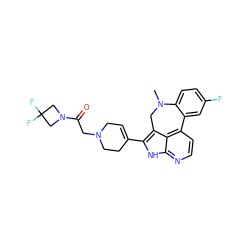 CN1Cc2c(C3=CCN(CC(=O)N4CC(F)(F)C4)CC3)[nH]c3nccc(c23)-c2cc(F)ccc21 ZINC001772593844