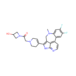 CN1Cc2c(C3=CCN(CC(=O)N4CC(O)C4)CC3)[nH]c3nccc(c23)-c2cc(F)c(F)cc21 ZINC001772571631