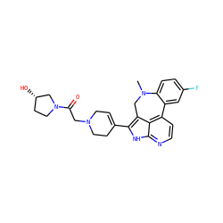 CN1Cc2c(C3=CCN(CC(=O)N4CC[C@H](O)C4)CC3)[nH]c3nccc(c23)-c2cc(F)ccc21 ZINC001772624537