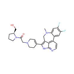 CN1Cc2c(C3=CCN(CC(=O)N4CCC[C@H]4CO)CC3)[nH]c3nccc(c23)-c2cc(F)c(F)cc21 ZINC001772593181