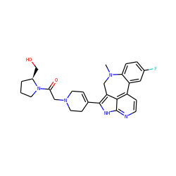 CN1Cc2c(C3=CCN(CC(=O)N4CCC[C@H]4CO)CC3)[nH]c3nccc(c23)-c2cc(F)ccc21 ZINC001772646764
