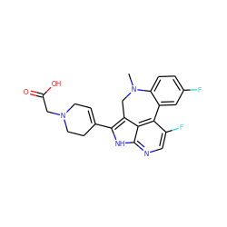 CN1Cc2c(C3=CCN(CC(=O)O)CC3)[nH]c3ncc(F)c(c23)-c2cc(F)ccc21 ZINC001772586524