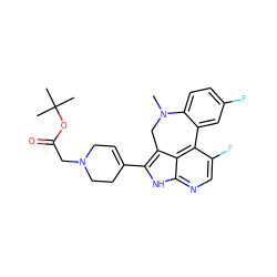CN1Cc2c(C3=CCN(CC(=O)OC(C)(C)C)CC3)[nH]c3ncc(F)c(c23)-c2cc(F)ccc21 ZINC001772599389