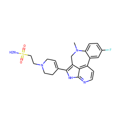 CN1Cc2c(C3=CCN(CCS(N)(=O)=O)CC3)[nH]c3nccc(c23)-c2cc(F)ccc21 ZINC001772623195