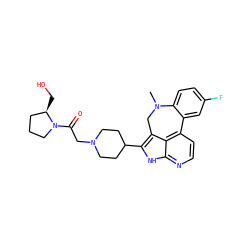 CN1Cc2c(C3CCN(CC(=O)N4CCC[C@H]4CO)CC3)[nH]c3nccc(c23)-c2cc(F)ccc21 ZINC001772640279