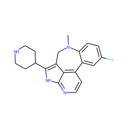 CN1Cc2c(C3CCNCC3)[nH]c3nccc(c23)-c2cc(F)ccc21 ZINC001772581590
