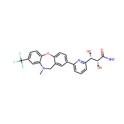 CN1Cc2cc(-c3cccc([C@H](O)[C@@H](O)C(N)=O)n3)ccc2Oc2ccc(C(F)(F)F)cc21 ZINC000473127296