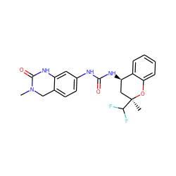 CN1Cc2ccc(NC(=O)N[C@@H]3C[C@](C)(C(F)F)Oc4ccccc43)cc2NC1=O ZINC000143516720
