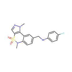 CN1c2ccc(CNc3ccc(F)cc3)cc2-c2c(cnn2C)S1(=O)=O ZINC000095586461
