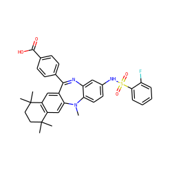 CN1c2ccc(NS(=O)(=O)c3ccccc3F)cc2N=C(c2ccc(C(=O)O)cc2)c2cc3c(cc21)C(C)(C)CCC3(C)C ZINC000028824153