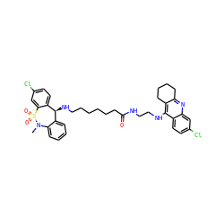 CN1c2ccccc2[C@H](NCCCCCCC(=O)NCCNc2c3c(nc4cc(Cl)ccc24)CCCC3)c2ccc(Cl)cc2S1(=O)=O ZINC001772616852