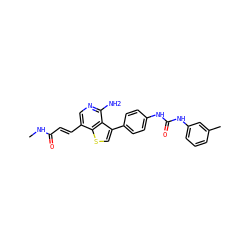 CNC(=O)/C=C/c1cnc(N)c2c(-c3ccc(NC(=O)Nc4cccc(C)c4)cc3)csc12 ZINC000084616741