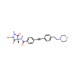 CNC(=O)[C@@](C)(C(=O)NO)N(C)C(=O)c1ccc(C#Cc2ccc(CCN3CCOCC3)cc2)cc1 ZINC000225157240