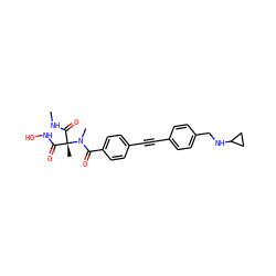 CNC(=O)[C@@](C)(C(=O)NO)N(C)C(=O)c1ccc(C#Cc2ccc(CNC3CC3)cc2)cc1 ZINC000206711871