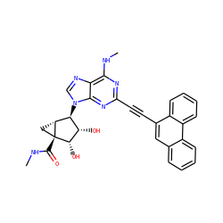 CNC(=O)[C@@]12C[C@@H]1[C@@H](n1cnc3c(NC)nc(C#Cc4cc5ccccc5c5ccccc45)nc31)[C@H](O)[C@@H]2O ZINC000084655430