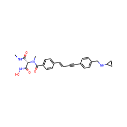 CNC(=O)[C@@H](C(=O)NO)N(C)C(=O)c1ccc(/C=C/C#Cc2ccc(CNC3CC3)cc2)cc1 ZINC000206711691