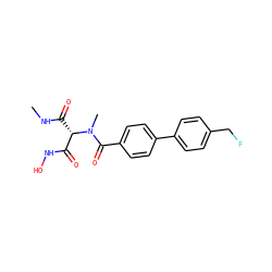 CNC(=O)[C@@H](C(=O)NO)N(C)C(=O)c1ccc(-c2ccc(CF)cc2)cc1 ZINC000225129713