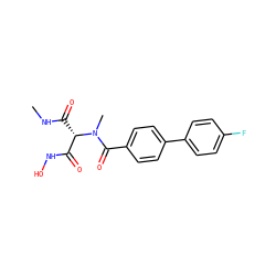 CNC(=O)[C@@H](C(=O)NO)N(C)C(=O)c1ccc(-c2ccc(F)cc2)cc1 ZINC000225150390