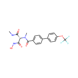 CNC(=O)[C@@H](C(=O)NO)N(C)C(=O)c1ccc(-c2ccc(OC(F)(F)F)cc2)cc1 ZINC000225154317