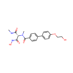 CNC(=O)[C@@H](C(=O)NO)N(C)C(=O)c1ccc(-c2ccc(OCCO)cc2)cc1 ZINC000225123028