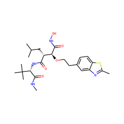 CNC(=O)[C@@H](NC(=O)[C@H](CC(C)C)[C@H](OCCc1ccc2sc(C)nc2c1)C(=O)NO)C(C)(C)C ZINC000027555690