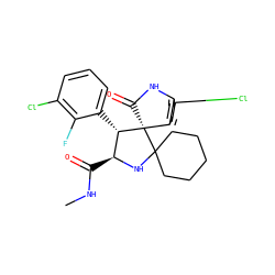 CNC(=O)[C@@H]1NC2(CCCCC2)[C@@]2(C(=O)Nc3cc(Cl)ccc32)[C@H]1c1cccc(Cl)c1F ZINC000169700252
