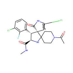 CNC(=O)[C@@H]1NC2(CCN(C(C)=O)CC2)[C@@]2(C(=O)Nc3cc(Cl)ccc32)[C@H]1c1cccc(Cl)c1F ZINC000169700250