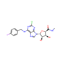 CNC(=O)[C@@H]1O[C@@H](n2cnc3c(NCc4ccc(I)cc4)nc(Cl)nc32)[C@H](O)[C@@H]1O ZINC000008034869