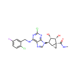 CNC(=O)[C@]12C[C@@H]1[C@@H](n1cnc3c(NCc4cc(I)ccc4Cl)nc(Cl)nc31)[C@H](O)[C@@H]2O ZINC000101034294