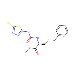 CNC(=O)[C@H](COCc1ccccc1)NC(=O)Nc1nnc(S)s1 ZINC000013796946