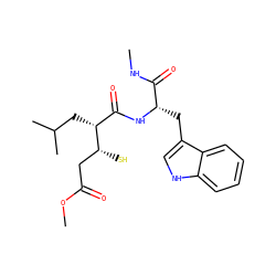 CNC(=O)[C@H](Cc1c[nH]c2ccccc12)NC(=O)[C@@H](CC(C)C)[C@H](S)CC(=O)OC ZINC000013731984