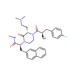 CNC(=O)[C@H](Cc1ccc2ccccc2c1)N1CCN(C(=O)[C@H](N)Cc2ccc(F)cc2)[C@@H](CCN(C)C)C1=O ZINC000096903802