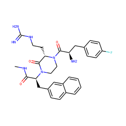 CNC(=O)[C@H](Cc1ccc2ccccc2c1)N1CCN(C(=O)[C@H](N)Cc2ccc(F)cc2)[C@@H](CCNC(=N)N)C1=O ZINC000036285731