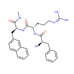 CNC(=O)[C@H](Cc1ccc2ccccc2c1)NC(=O)[C@H](CCCN=C(N)N)NC(=O)[C@H](N)Cc1ccccc1 ZINC000036285614